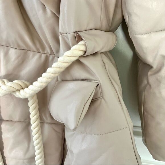 A.L.C. Liam Faux Leather Puffer Jacket Size Small in Fog Cream NEW with tags - Picture 8 of 16
